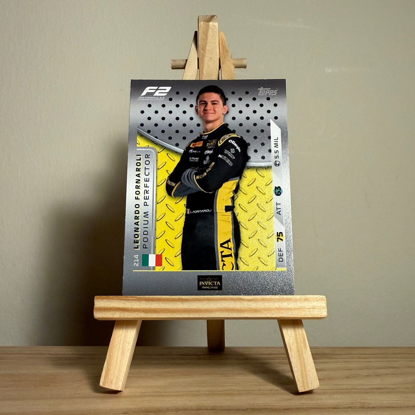 2025 Turbo Attax Formula 1 Trading Card - #214 Invicta Racing Leonardo Fornaroli Formula Two Podium Perfections